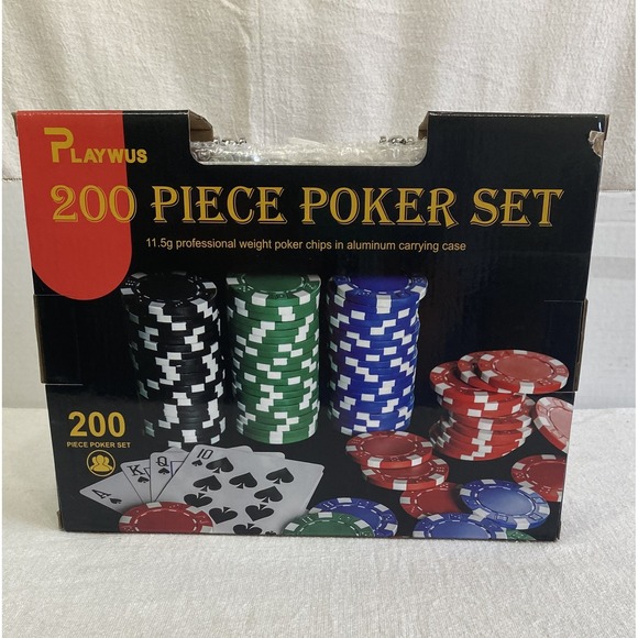 PLAYWUS 200 Piece Poker Set 11.5g Chips w/ Aluminum Case New Open Box Damage - Picture 1 of 6